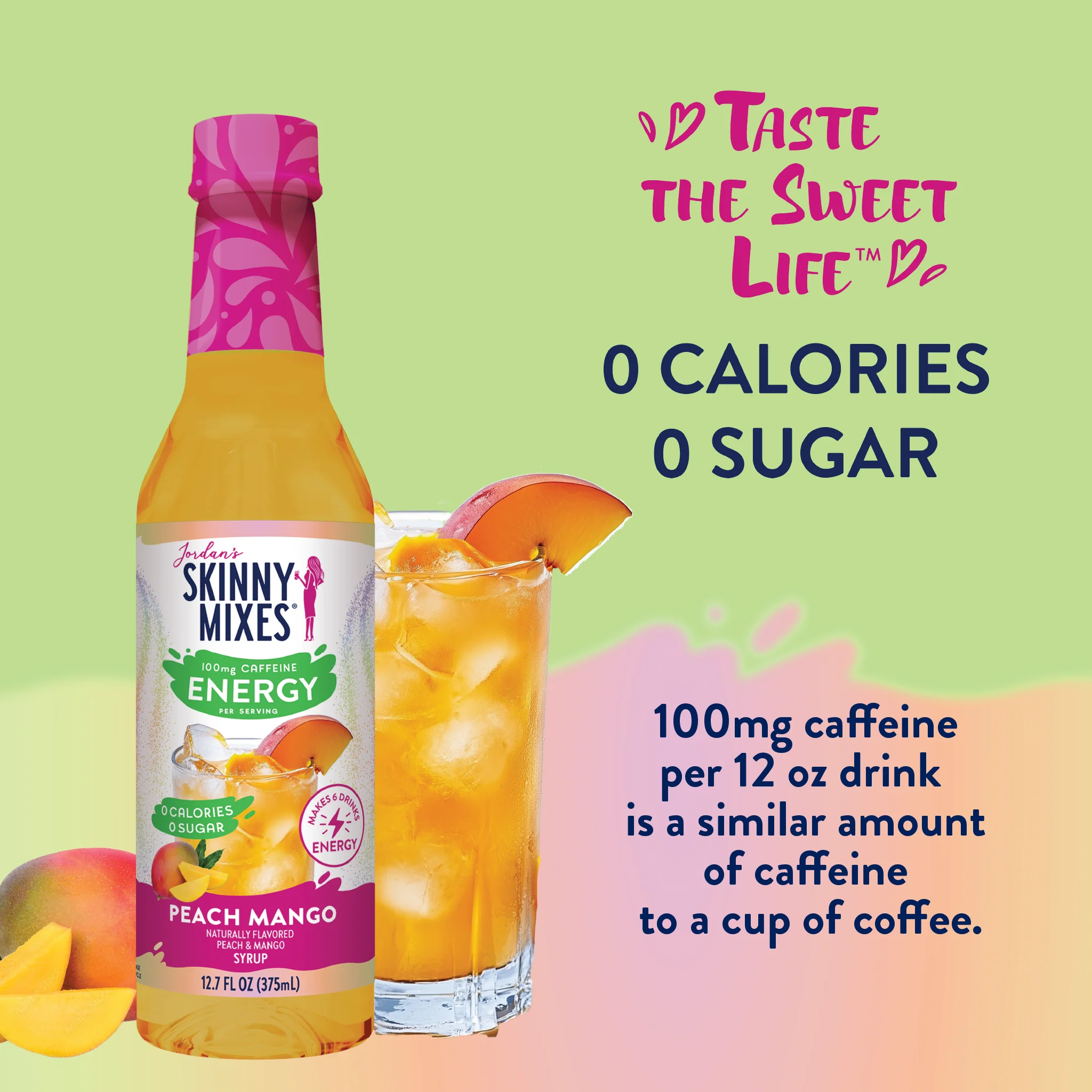 Sugar Free Peach Mango Energy Syrup - 375ml - Image 6