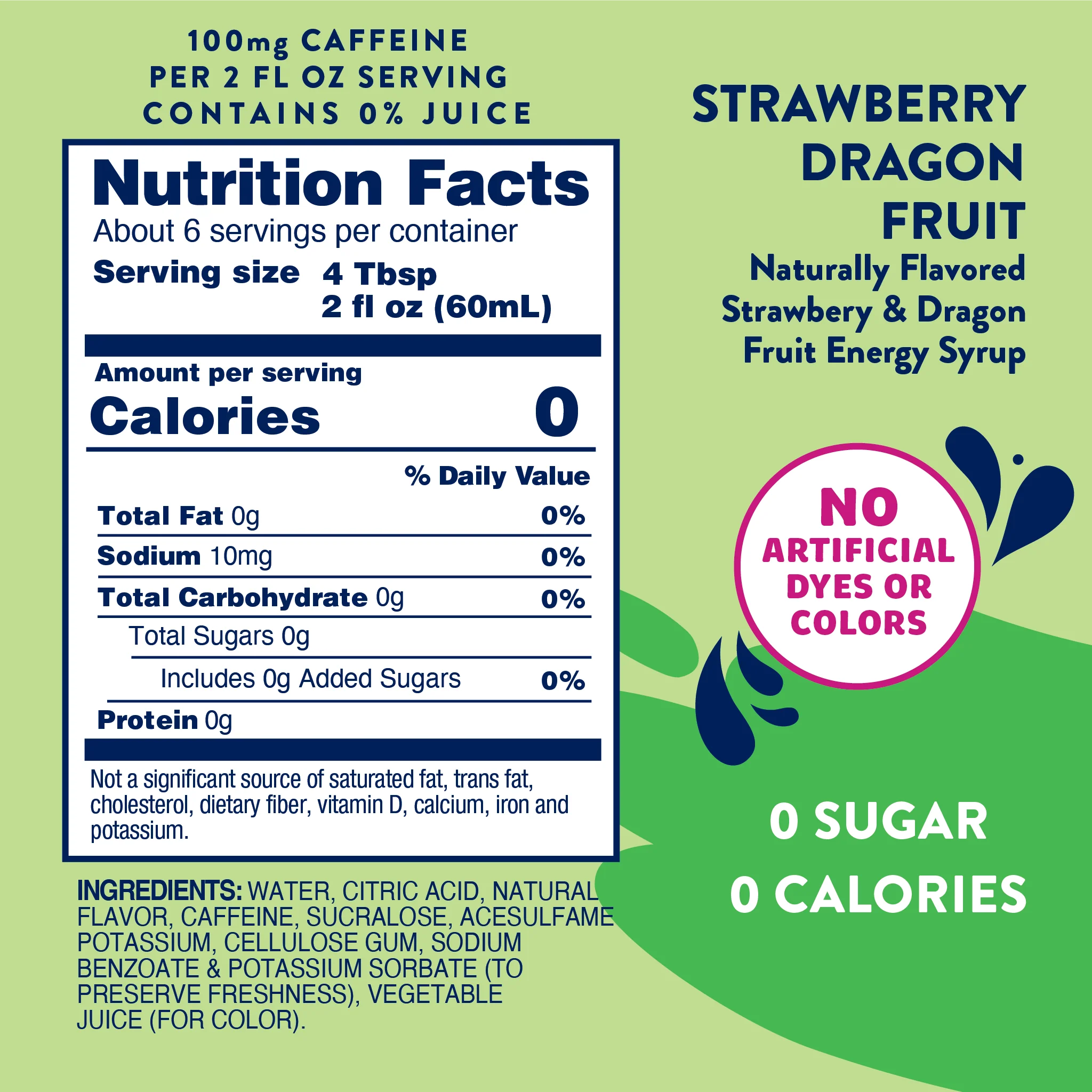 Sugar Free Strawberry Dragon Fruit Energy Syrup - 375ml - Image 7