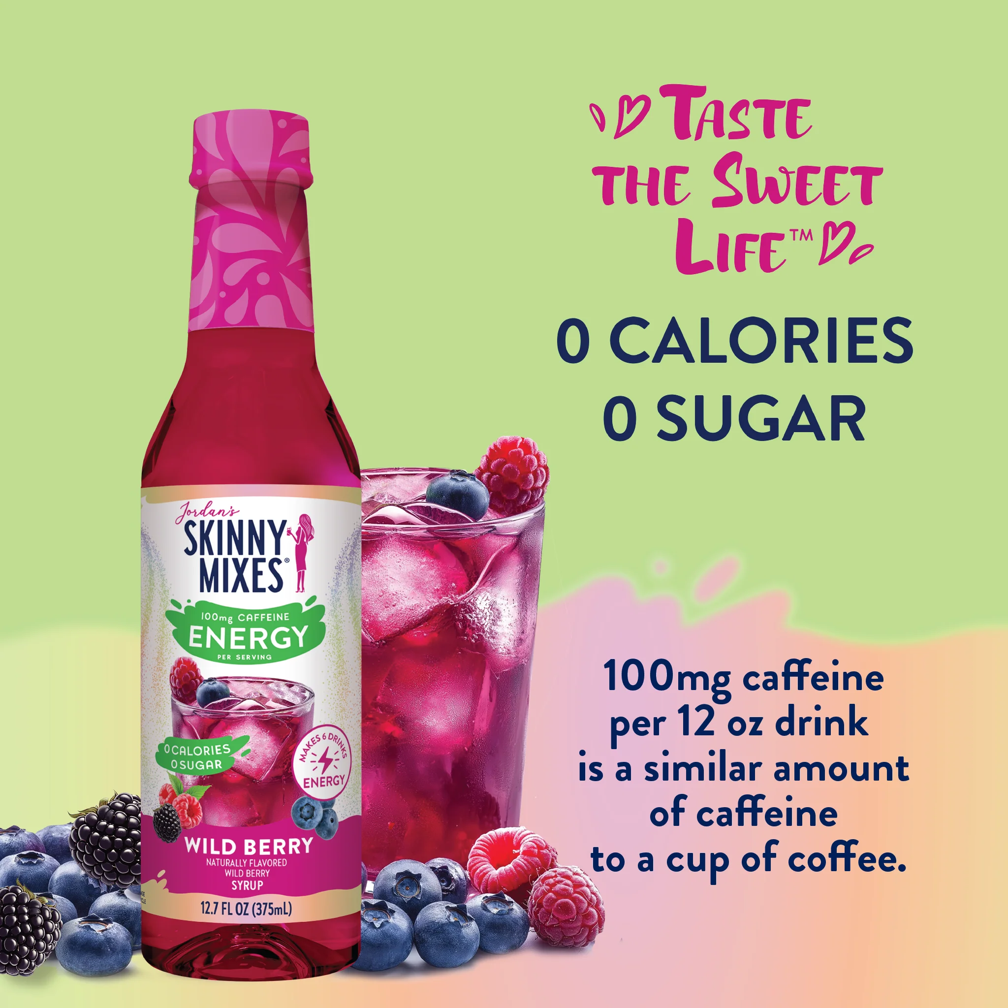 Sugar Free Wild Berry Energy Syrup - 375ml - Image 3
